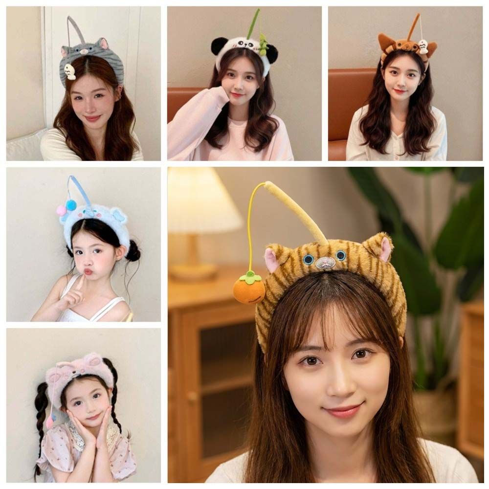 Hair Accessories Cat Fishing Plush Headband Panda Girls Cartoon Hairband Adorable Hair Hoop Party