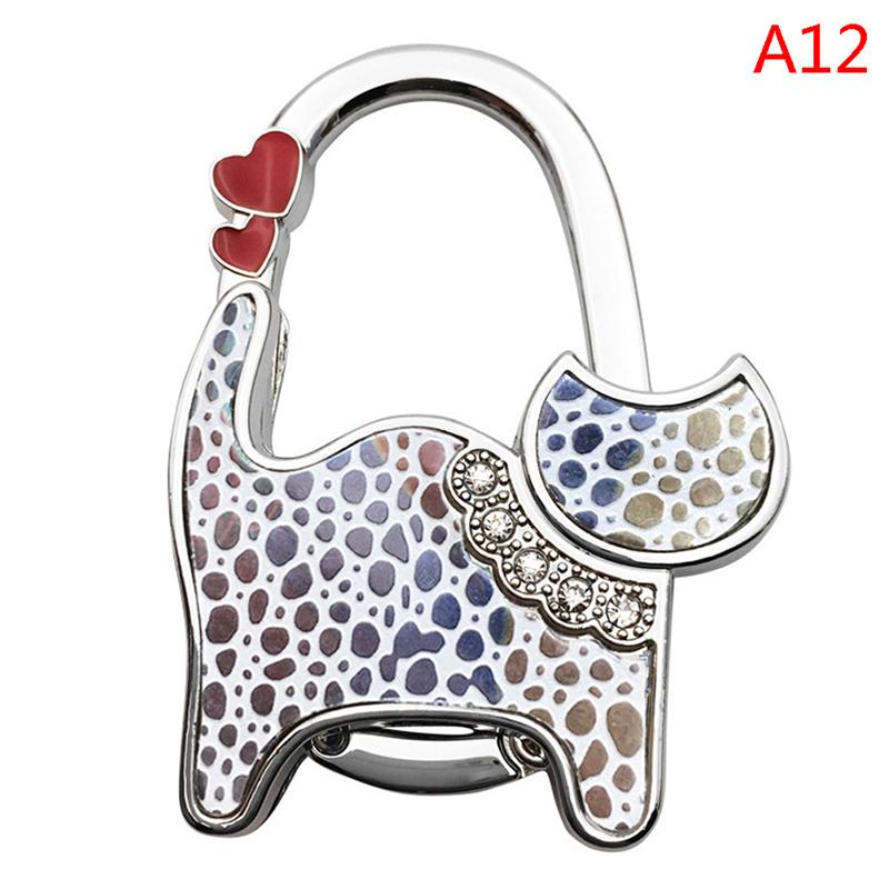 Cat Shape Folding Handbag Hook Holder Purse Hanger Table Edge Hanging Hooks