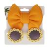 2Pcs Kids Sunglasses Headband Set Baby Unglasses Elastic Nylon Headband Bohemia Beach Seaside Sun Glasses Kids Bow Headwear