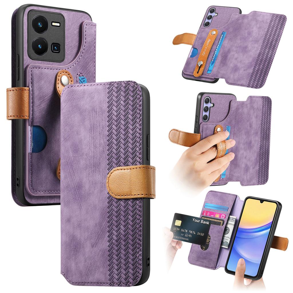 Ultimate Shockproof Wallet Case for Vivo series.Y02/Y02s/Y11/Y17/Y15/Y12/Y3/Y15S/Y10/Y16/Y20/Y21/Y35...| Card Holder + Stand + RFID Protection