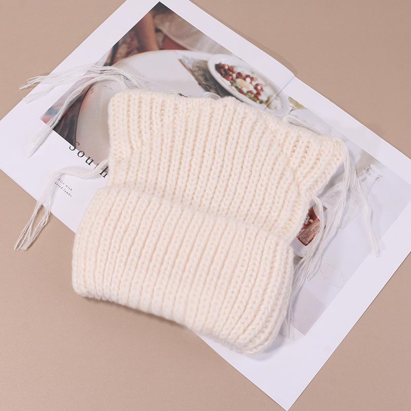 

Кисточка Шерстяная Шапка Женская Кошачьи Ушки Вязаная Осень и Зима Забавная Защита Ушей Теплая Вязаная Шапка Корейский Стиль Универсальная Шапка-Пуловер M（56-58cm）