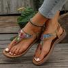 Boho ploché sandály s korálkovou ozdobou pro ženy Léto 2025 Elastický pásek Meziprstní Římské sandály Dámské Měkká podrážka Protiskluzové Plážové boty