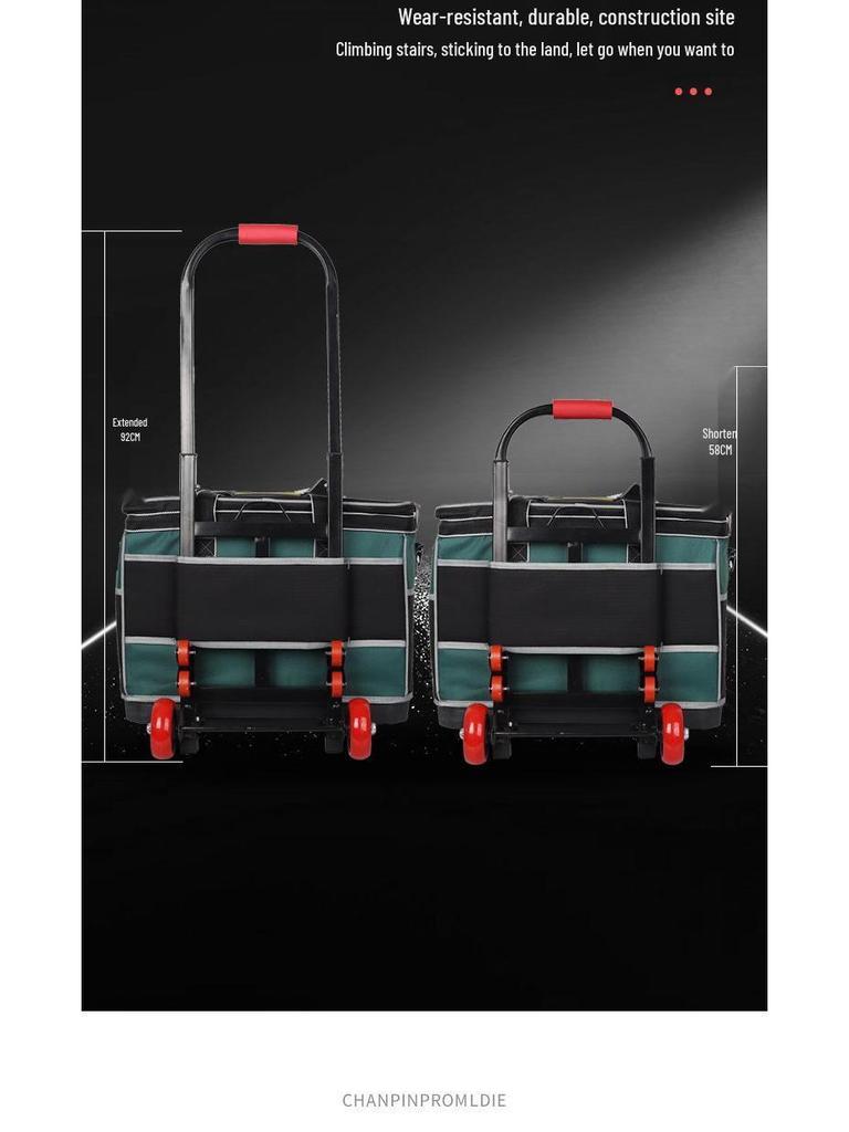 Telescopic Tool Bag: Durable, Wear-Resistant Canvas with Wheels, Large Capacity for Electricians