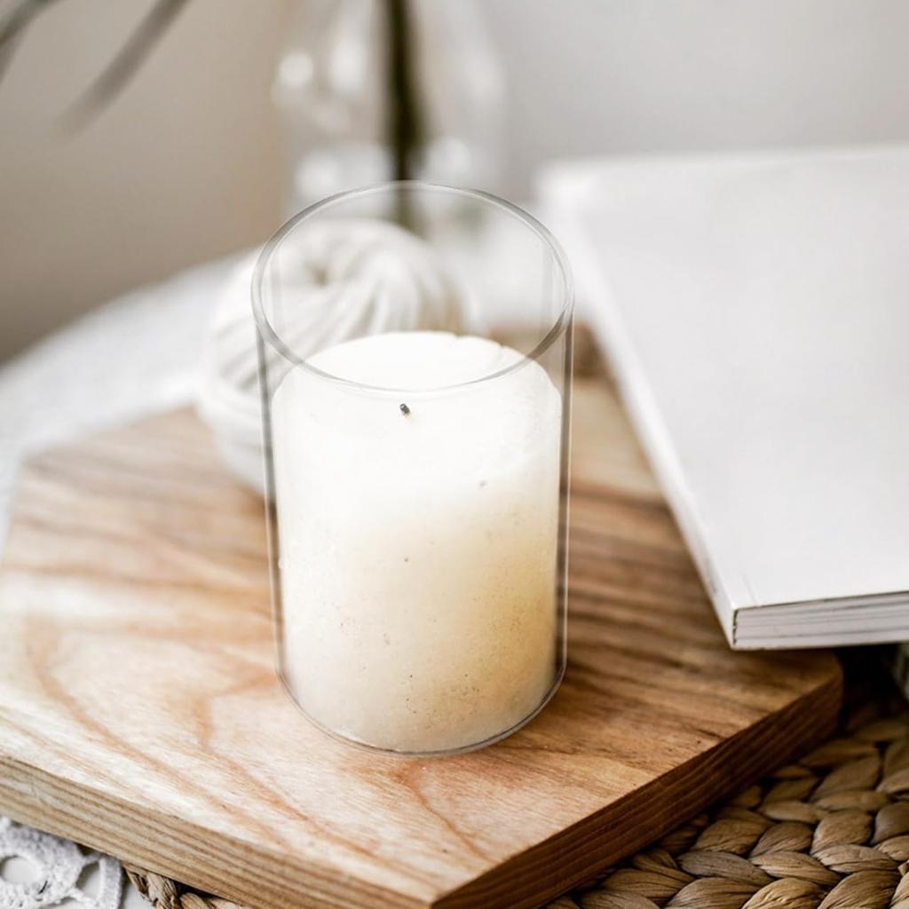 Alipis 4 Clear Glass Candle Shades, Straight Candles, Windproof and Heat-Resistant, for Home Decor