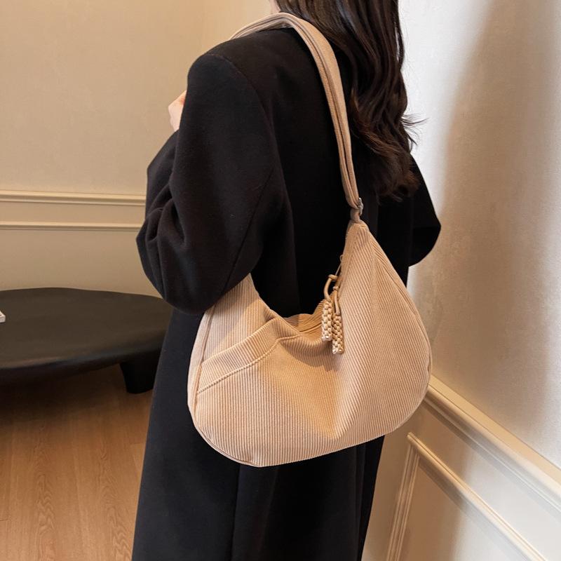 Shoulder bag casual fashion simple Korean version large capacity simple casual canvas bag casual portable solid color bag women's bag