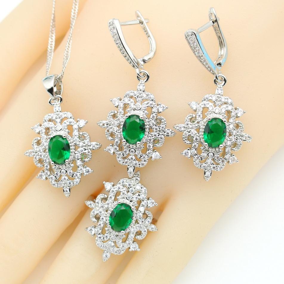 Neue Lila Kristall Schmucksets für Frauen Hochzeit Zirkonia Halskette Anhänger Ohrringe Ring Party Geschenk