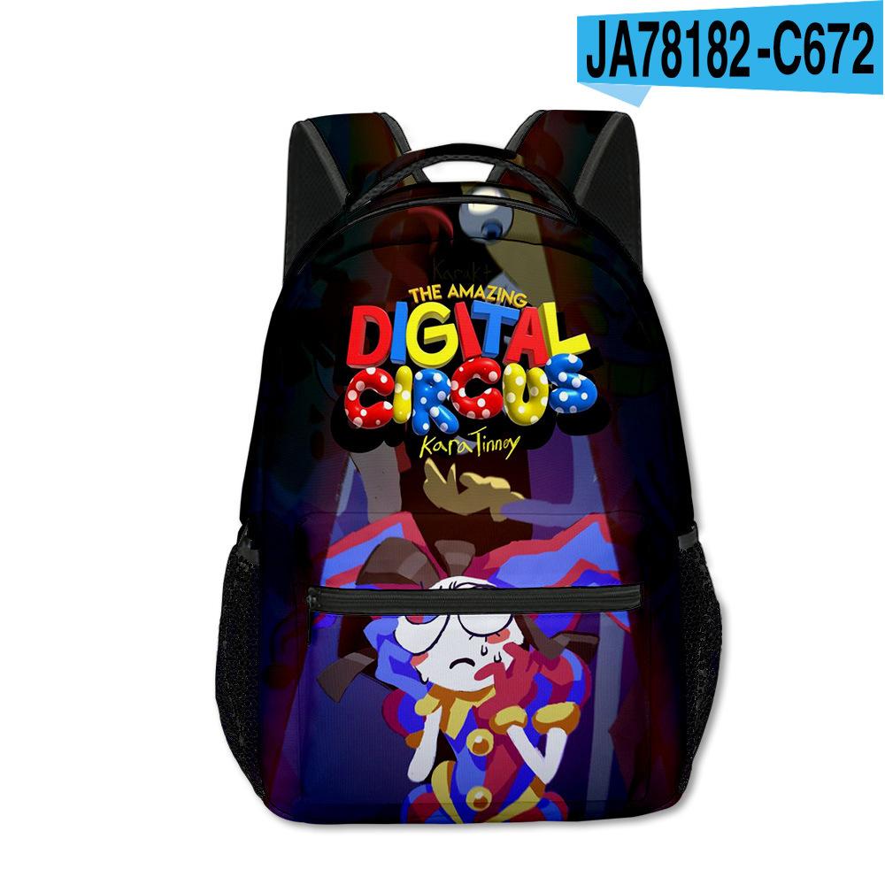 Magic Digital Circus School Bag Elementary And Secondary School Backpack Cartoon Children'S Backpack Men'S And Women'S Casual Backpack Full Print
