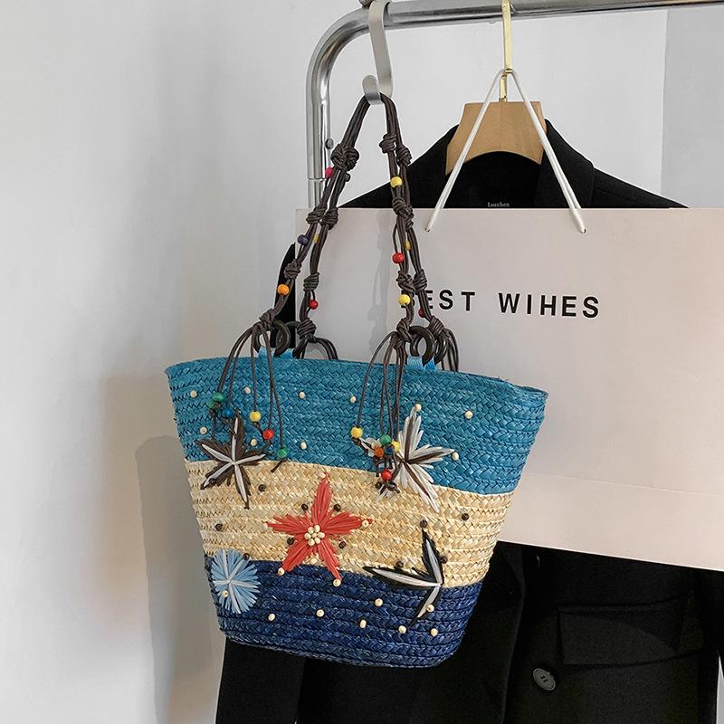 Summer Basket Straw Shoulder Bags for Women Rattan Travel Large Capacity Handmade Woven Beach Bag Female Shopper Totes Handbags MIT