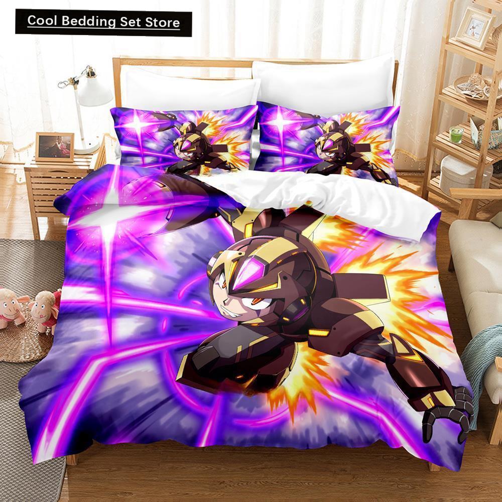 Mega Man X Dive Bedding Set Single Twin Full Queen King Size Bed Set Adult Kid Bedroom Duvet Cover Sets 3D Anime Bed Sheet Set