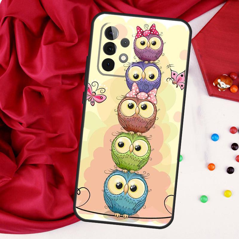Cute Cartoon Owl Cover For Samsung Galaxy A54 A34 A14 A33 A32 A52 A53 A51 A71 A13 A23 A73 A12 A22 A21S Shell