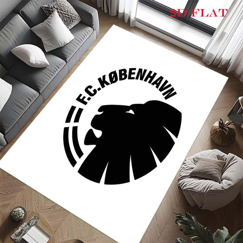 FC. København Teppich für Wohnzimmer Schlafzimmer Zuhause Sofadekoration, Rutschfeste Bodenmatte für Kinderspiel