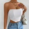 European and American Women's Clothing Sexy Backless Retro Tube Top Short Strapless Sleeveless Outer Bottom Vest