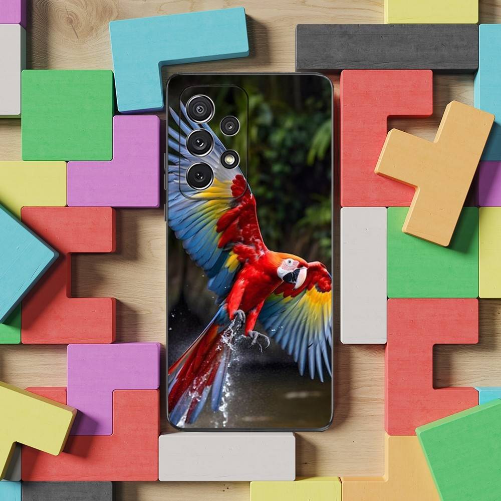 Cute Art Animal Parrot Case For Samsung S10,Plus,S9,S22,S25,Ultra,S24,S21,S20,S23,FE,Lite,Soft Silicone Black