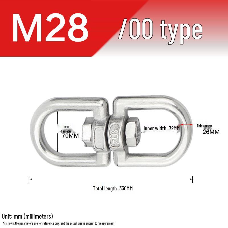 304 Stainless Steel Swivel Chain Shackle for Dog Chains and Connectors (M4, M5, M6, M8).