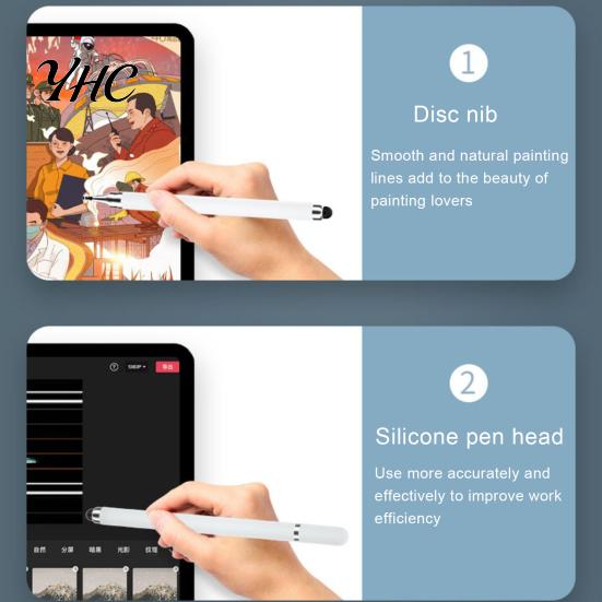 Tablet Stylus Pen 2 in 1 Double Headed High Sensitivity Replaceable Nib Capacitive Precise Drawing Universal Smart Phone Touch Office Working