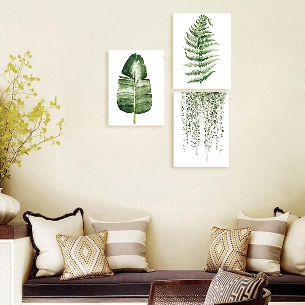 3Pcs Set Rural Style Green Plants Canvas Painting Picture Modern Living Room Bedroom Decoration