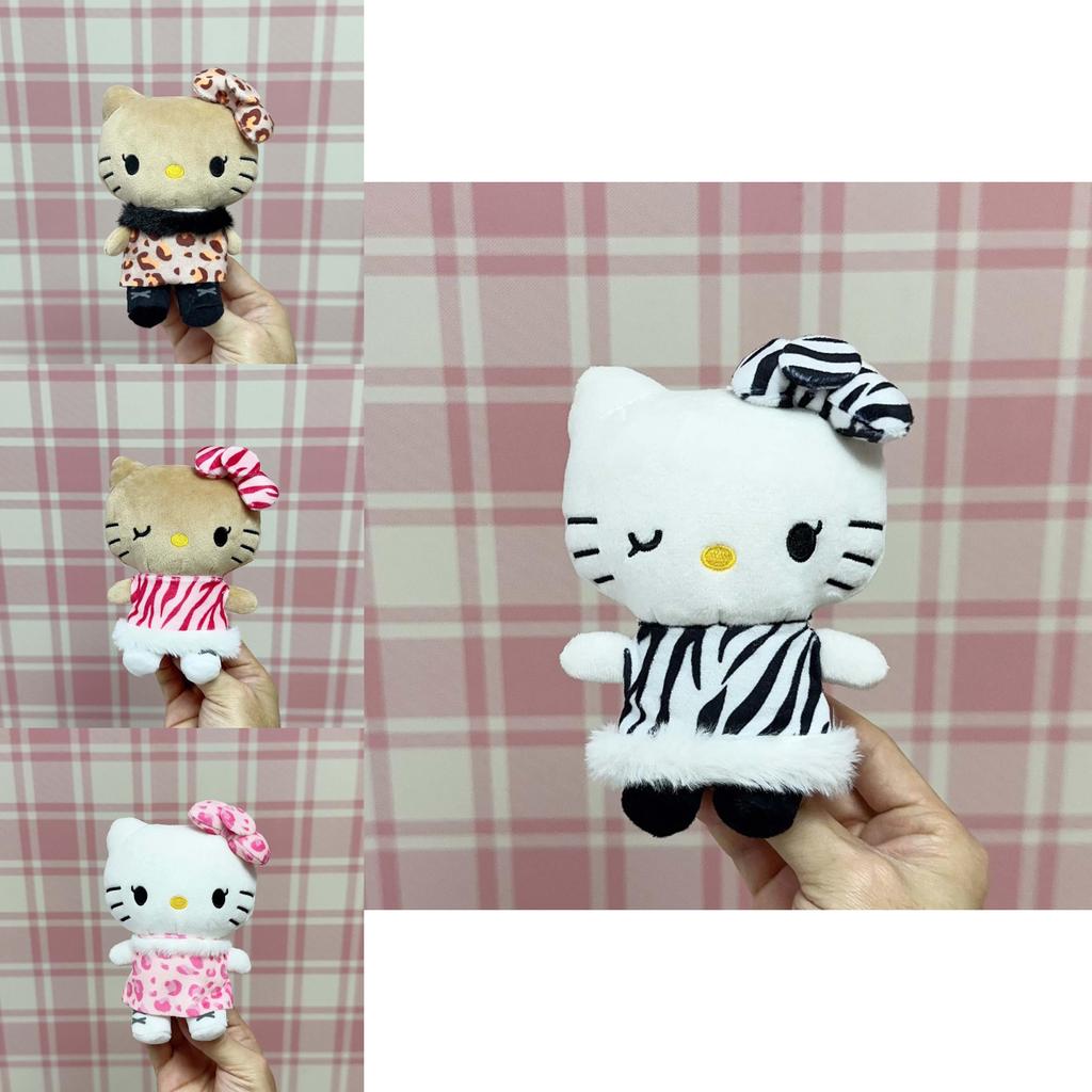 Fun Hello Kitty Plush Pendant With Leopard Print Dress Decor For Collectors And Kids