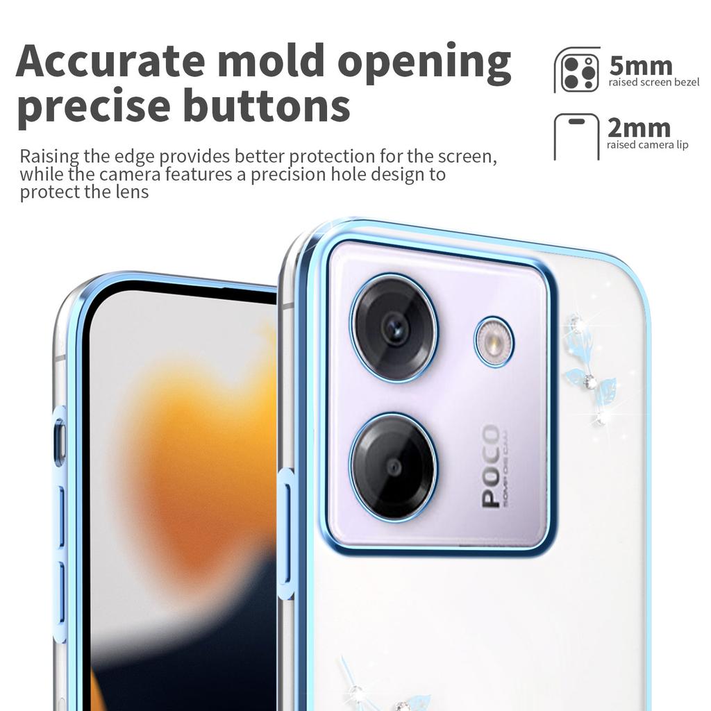 KADEM Für Xiaomi Poco M7 Pro 5G Hülle Blume Strass Dekor Galvanisiertes TPU Handyhülle