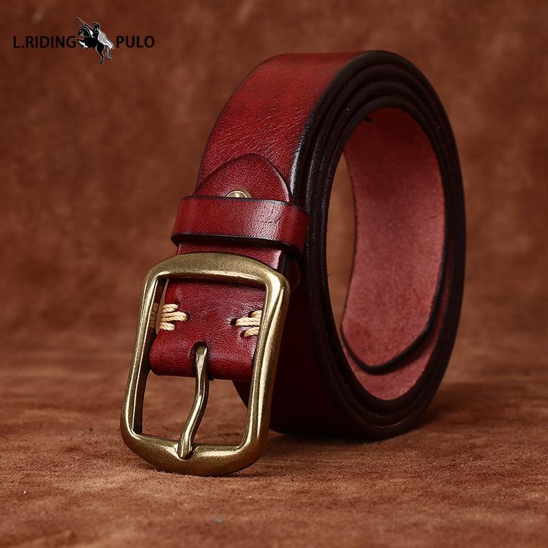 High-end Men's Genuine Leather Belt Men's First-layer Cowhide Versatile Copper Buckle Youth Casual Jeans Belt