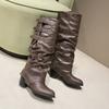 New Women's Shoes: Pointed-toe Boots, Retro and Versatile Belt-buckle Knight Boots