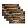 4pcs Placemats Set with Vintage Wood Grain Pattern, 12x18 Inches, Suitable for Kitchen and Dining Room Decor, Home Decoration, Family Dinner Table,