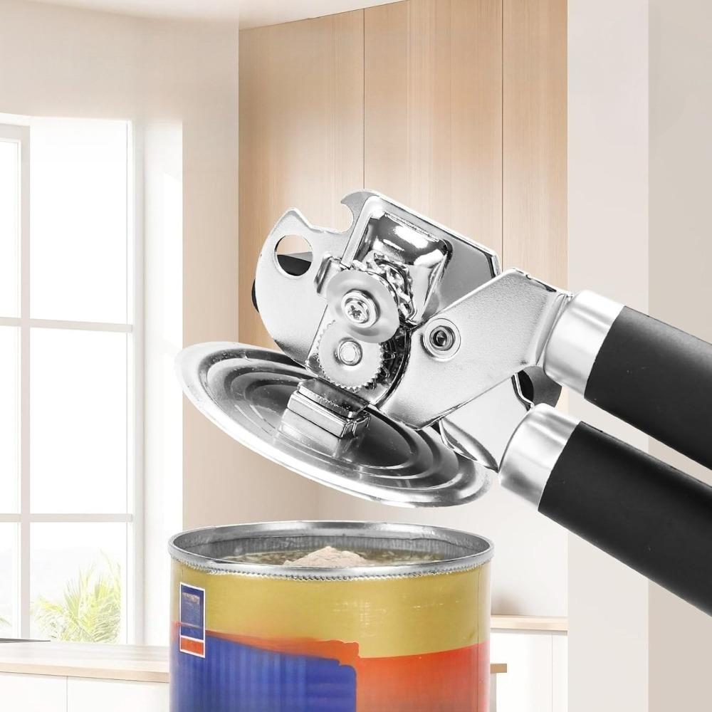 Manual Can Opener Stainless Steel Smooth Edge Hand Held Can Opener Heavy Duty Multifunctional Bottle Opener Easy Turn Knob