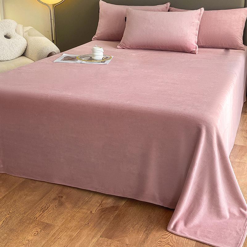 Warm Velvet Flat Sheet Solid Color Autumn Winter Bed Top Sheet 120/160/200/245/270cm Bed Linens for Single Double King Queen Bed