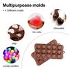 2/4Pcs Chocolate Molds Set Flower Rose Heart Reusable Silicone Candy Ice Cube Jelly Handmade Soap Cake Decoration Baking Mold