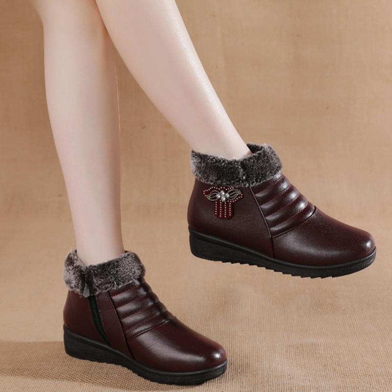 Neue Winter Damenstiefel Dickes Plüsch Damen Stiefeletten Reißverschluss Bequem Outdoor Schneestiefel Mode Baumwollschuhe Botas De Mujer