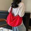 Canvas Bag Women's Dumpling Bag Solid Color Shoulder Bag Large Capacity Crossbody Bag