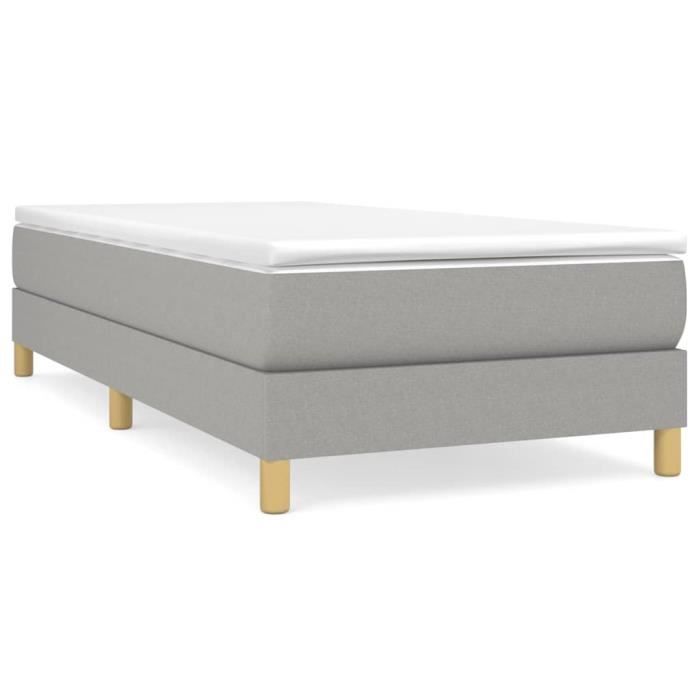 3144143 vidaXL Lit à sommier tapissier avec matelas Gris clair 90x200 cm Tissu