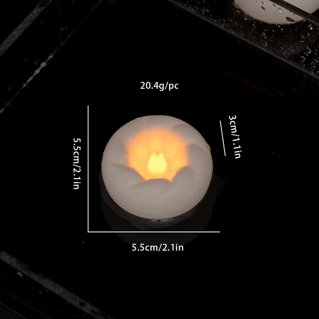 Flameless LED Floating Waterproof Plastic Candles Tea Light Romantic Flickering Votive Wax Tealight for Party Bathroom Decor