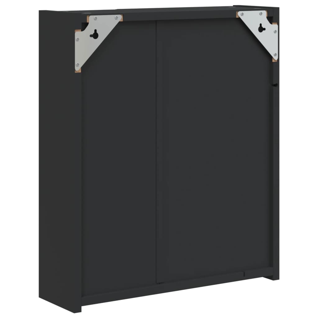 LED Lighted Mirror Cabinet Black 45 x 13 x 52 cm