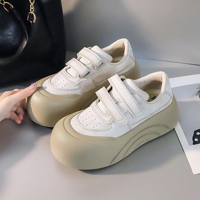 

- Spring new Velcro big head white shoes women s thick sole heightening women s shoes versatile casual shoes 36 золотой