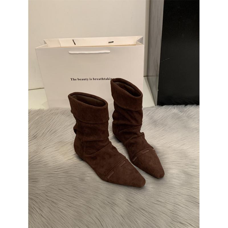 

Niche design foldable two-wear pointed boots 2025 early autumn new versatile pleated piled boots knight boots women 39