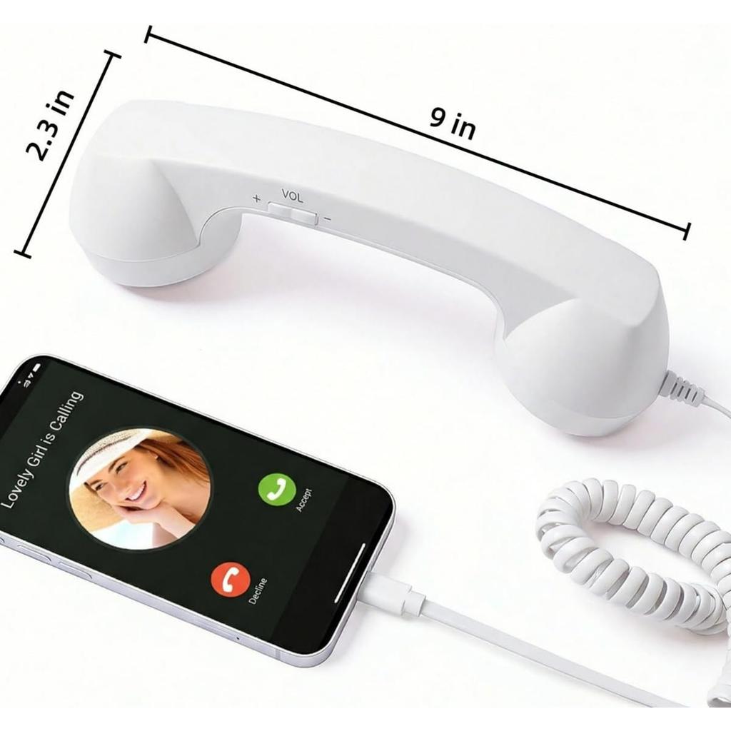 Retro Phone Handset,Retro Phone Handset for iPhone,Type-C Vintage Wired Plug in Handheld Cell Phone Receiver with Microphone,for Cell Mobile Video