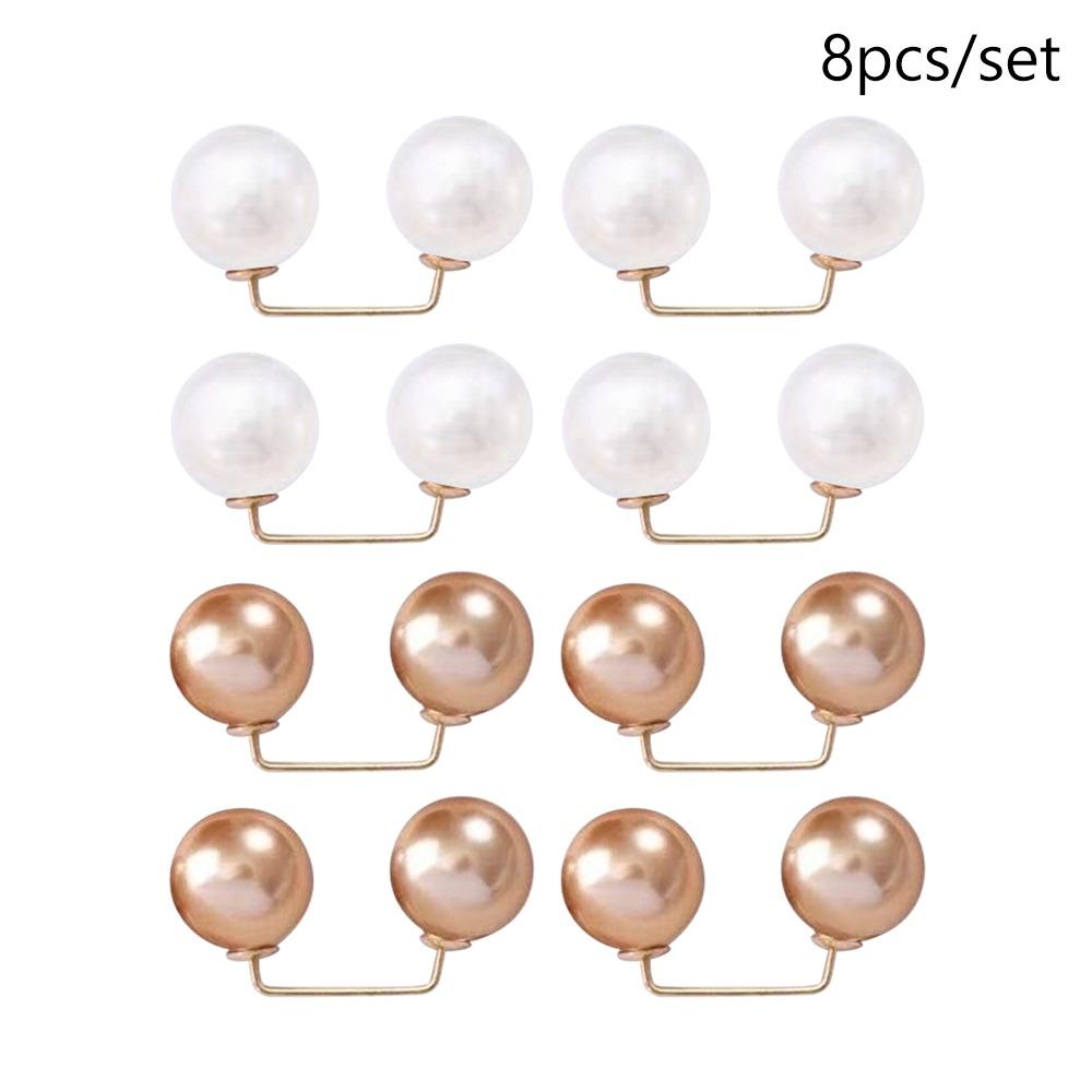 3/6/8PCS Adjustable Collar Clip Pearl Brooch Non-Slip Brooches New Safety Pins  Dress Decoration