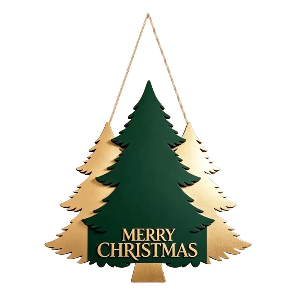 2D Wooden Christmas Tree Hanging Ornament for Holiday Party Scene Decorations