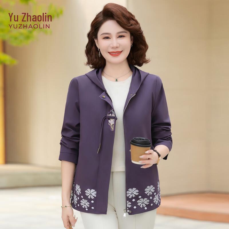 YUZHAOLIN Women s Hooded Floral Windbreaker Jacket XL