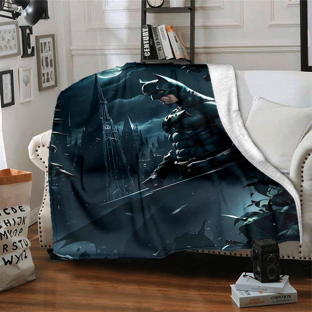 1pc Batman Night Cityscape Flannel Blanket - Soft Warm Throw for Home, Office, TravelL1354