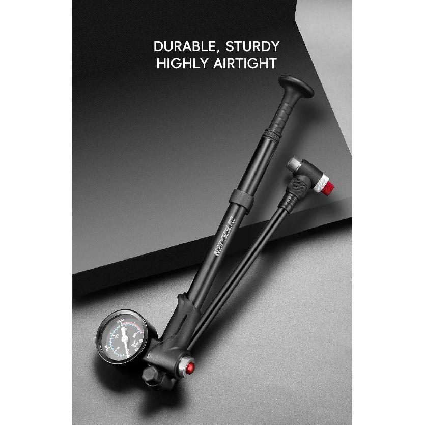 Bike Front Fork Air Pump, High-pressure Aluminum Alloy Manual Air Pump, Air Inflation and Deflation Pump with Pressure Gauge