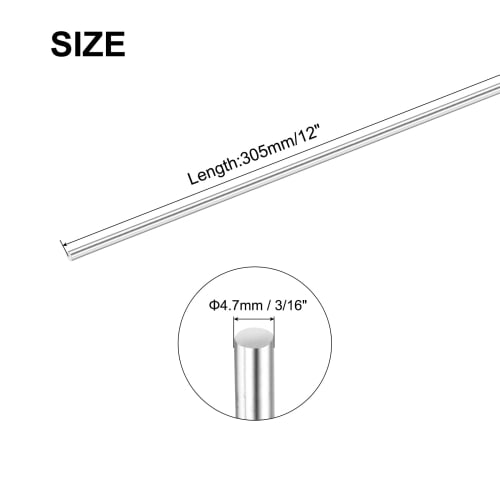 uxcell Round Rods, Round Bars, 4.7mm X 305mm, Lathe Round Rods for DIY Crafts, 304 Stainless Steel, 2 Pieces