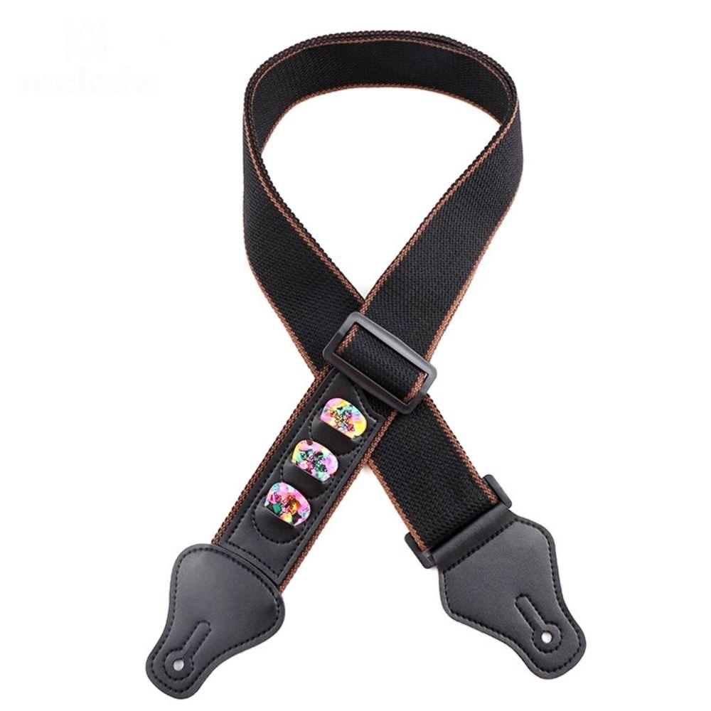 Retro Adjustable Guitar Strap Cotton Non Slip Electric Guitar Strap With 3 Guitar Pick Holders Guitar Accessories Bass Belt