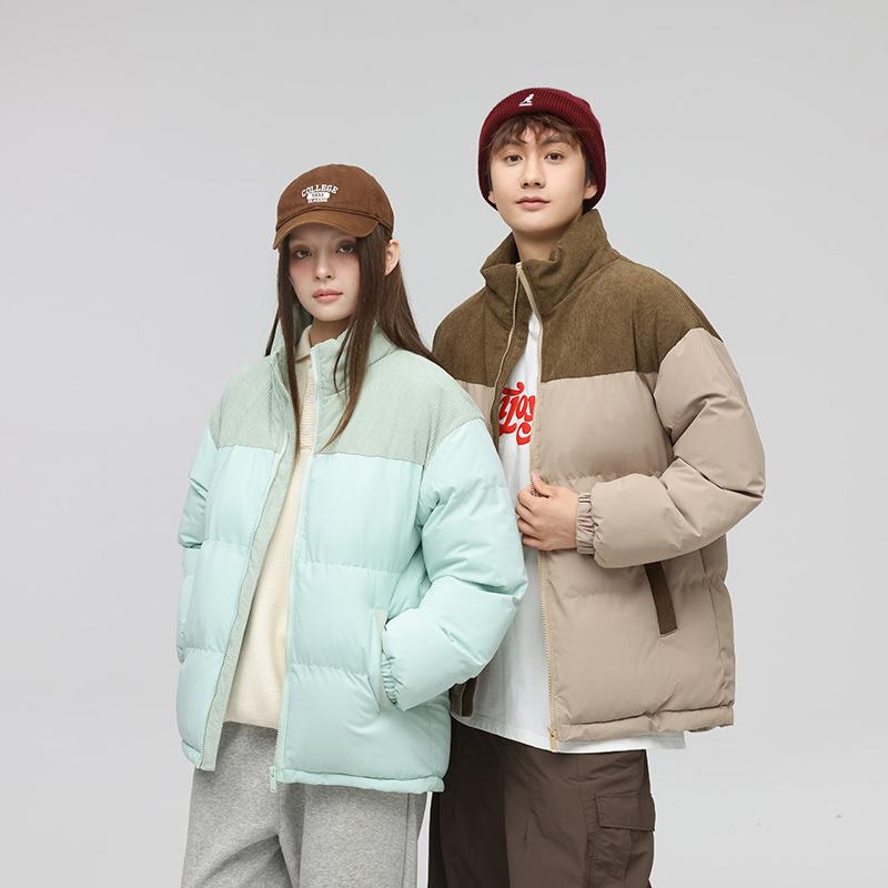 Down cotton jacket couple model winter thickened warm stand-up collar padded jacket youth loose casual bread jacket jacket padded jacket