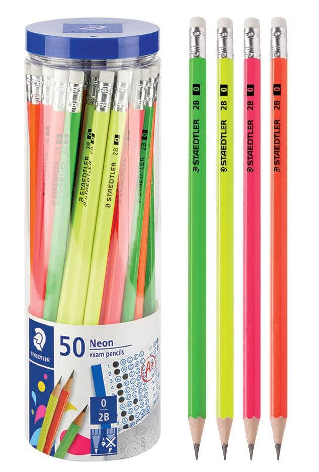

STAEDTLER pencils and pencil sharpener exam set of (Neon pencils, 50) [Used]