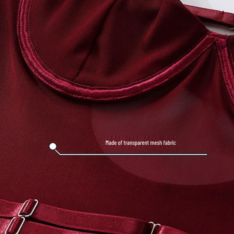 Sexy Mesh See-Through Underwire Push-Up Bandage Leggings & Bodysuit Set for Women