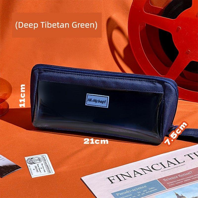 

Grade Three Class Two Minimalist Transparent Pencil Case Large Capacity Retro American Style Multifunctional Stationery Case INS Style Pencil Box Deep navy blue