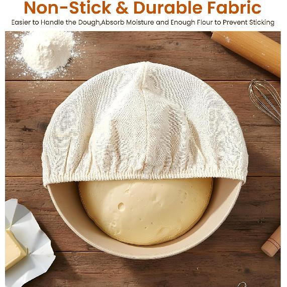 3Pcs Bowl Covers for Bread Proofing, 9 Inch Round Reble Sourdough Bowl Covers Bread Proofing Cover Basket Cloth Banneton Liner Cover for Rising,