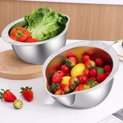 Stainless Steel Rice Washing Basket Large Size Bowl Shape Vegetable Strainer Stainless Steel 304 Tray Design Draining Basket