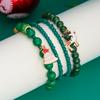 4 Pcs/Set Christmas Colorful Beads Bracelets for Women Handmade Snowman Santa Claus Elk Pendant Bracelet New Year Jewelry Gifts